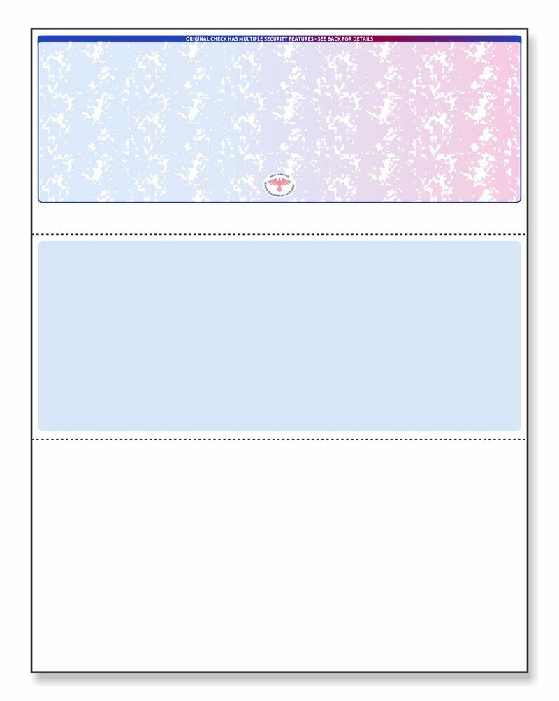 NextDayLabels - Blank Laser/Ink Jet Prismatic Red/Blue Laser Check Stock - Check On The Top, for Versacheck, Quick-Books, and Other Check Writing Software (250 Per Pack) - Image 1